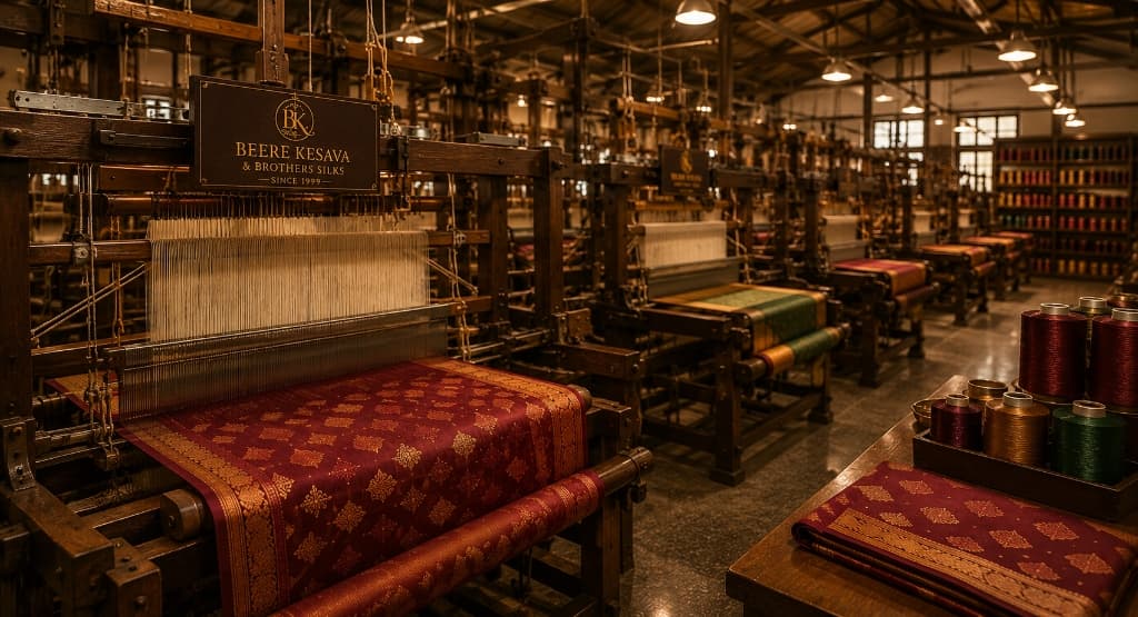 Traditional looms in our Dharmavaram factory