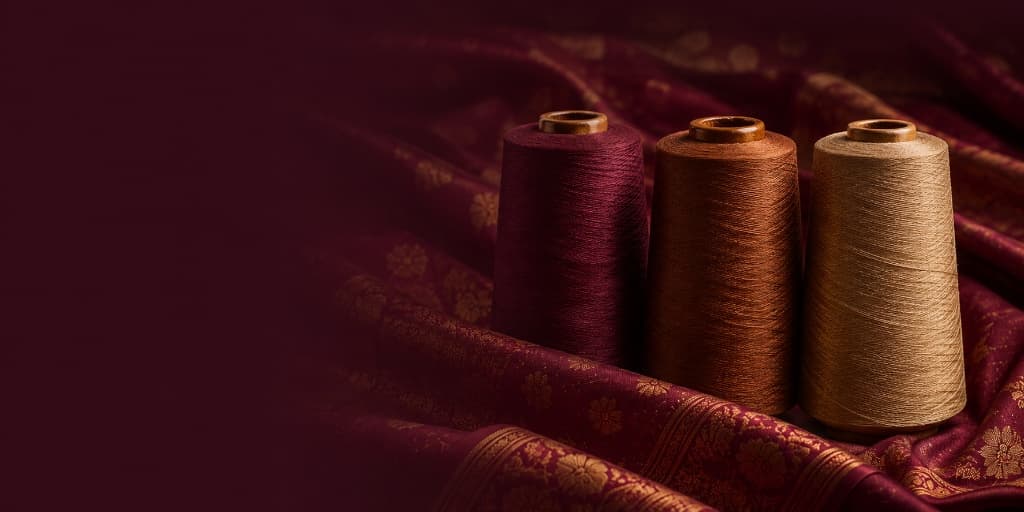 Warp threads being prepared for weaving